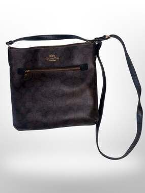Coach Rowan File Bag in Signature Coated Canvas Brown Black